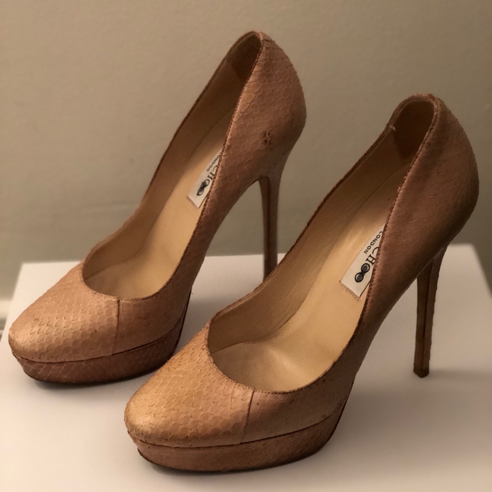 Nude Snakeskin Jimmy Choo Platform Pump - Picture 4 of 6